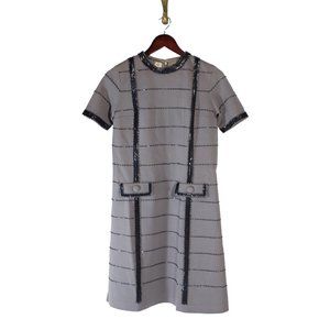 Antique Beaded Grey Wool Dress